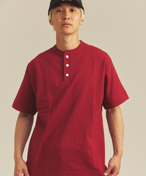 Healthknit(ヘルスニット)の「Healthknit MAX WEIGHT JERSEY HENLEY NECK S/S TEE(Tシャツ/カットソー・メンズ・マルーン/マスタード/ターコイズブルー系/ネイビー/ブラック/ホワイト・M/L/XL)」の9枚目の写真