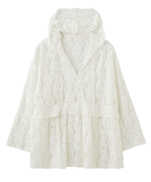 ROSE BUD(ローズバッド)の「LACE HOODIE(シャツ/ブラウス・レディース・ブラック/ホワイト・ONE SIZE)」の2枚目の写真