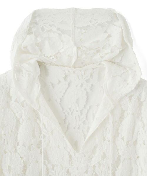 ROSE BUD(ローズバッド)の「LACE HOODIE(シャツ/ブラウス・レディース・ブラック/ホワイト・ONE SIZE)」の4枚目の写真