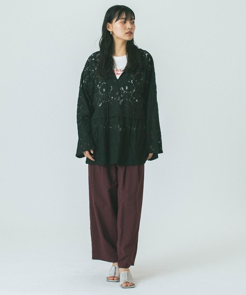 ROSE BUD(ローズバッド)の「LACE HOODIE(シャツ/ブラウス・レディース・ブラック/ホワイト・ONE SIZE)」の8枚目の写真