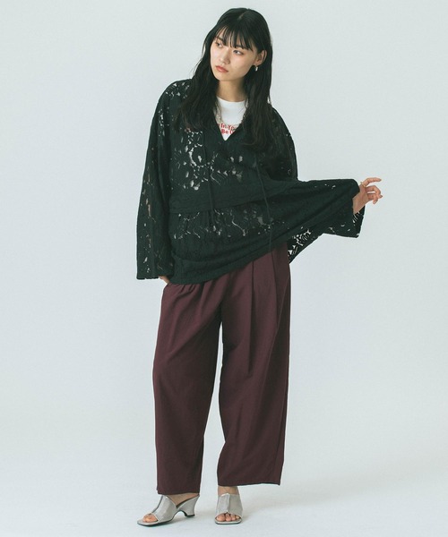 ROSE BUD(ローズバッド)の「LACE HOODIE(シャツ/ブラウス・レディース・ブラック/ホワイト・ONE SIZE)」の9枚目の写真