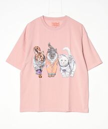 CORISCO（コリスコ）の「度詰め天竺 アニマル前後 プリント 半袖Tシャツ 犬 猫 ドッグ キャット（Tシャツ/カットソー）」