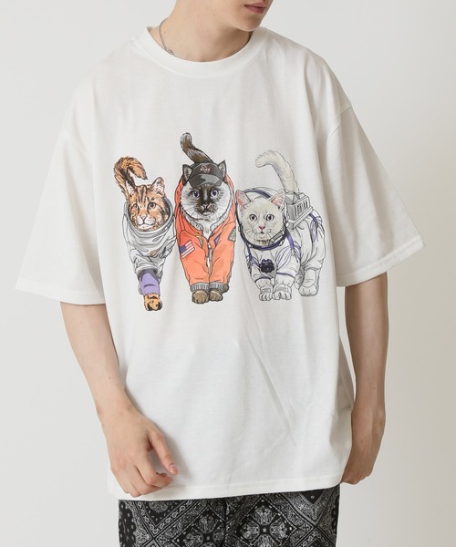 CORISCO(コリスコ)の「度詰め天竺 アニマル前後 プリント 半袖Tシャツ 犬 猫 ドッグ キャット CORISCO(Tシャツ/カットソー・メンズ・ブラック系1/オートミール/ホワイト系/ブラック系2/ダークグリーン/ブラック系3/ピンク/ホワイト系2・M/L/LL)」の2枚目の写真