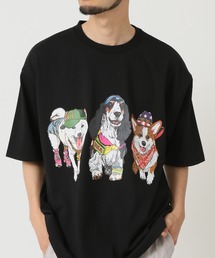 度詰め天竺 アニマル前後 プリント 半袖Tシャツ 犬 猫 ドッグ キャット CORISCO