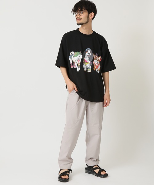 CORISCO（コリスコ）の「度詰め天竺 アニマル前後 プリント 半袖Tシャツ 犬 猫 ドッグ キャット（Tシャツ/カットソー・メンズ・ブラック系1/オートミール/ホワイト系/ブラック系2・M/L/LL）」の7枚目の写真