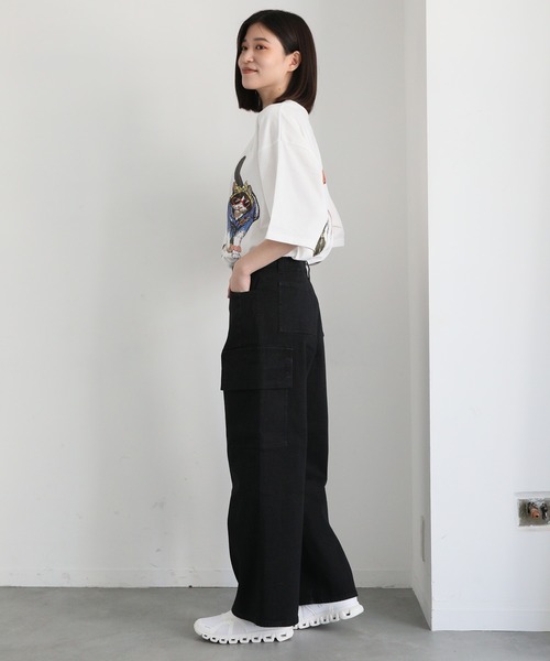 CORISCO（コリスコ）の「度詰め天竺 アニマル前後 プリント 半袖Tシャツ 犬 猫 ドッグ キャット（Tシャツ/カットソー・メンズ・ブラック系1/オートミール/ホワイト系/ブラック系2・M/L/LL）」の18枚目の写真