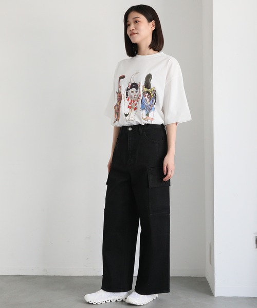 CORISCO（コリスコ）の「度詰め天竺 アニマル前後 プリント 半袖Tシャツ 犬 猫 ドッグ キャット（Tシャツ/カットソー・メンズ・ブラック系1/オートミール/ホワイト系/ブラック系2・M/L/LL）」の19枚目の写真