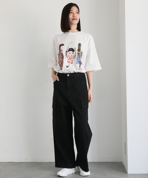 CORISCO（コリスコ）の「度詰め天竺 アニマル前後 プリント 半袖Tシャツ 犬 猫 ドッグ キャット（Tシャツ/カットソー・メンズ・ブラック系1/オートミール/ホワイト系/ブラック系2・M/L/LL）」の20枚目の写真