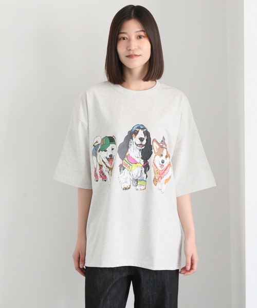 CORISCO（コリスコ）の「度詰め天竺 アニマル前後 プリント 半袖Tシャツ 犬 猫 ドッグ キャット（Tシャツ/カットソー・メンズ・ブラック系1/オートミール/ホワイト系/ブラック系2・M/L/LL）」の22枚目の写真