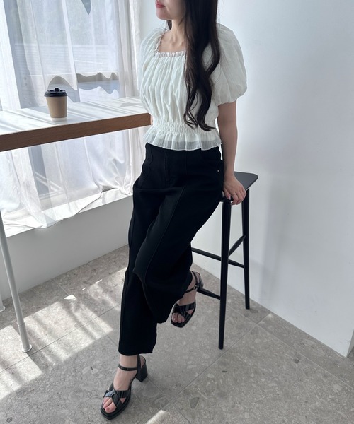 MISCH MASCH(ミッシュマッシュ)の「ワイドレッグデニムパンツ(デニムパンツ・レディース・ネイビー/ブラック・マルチサイズ)」の10枚目の写真