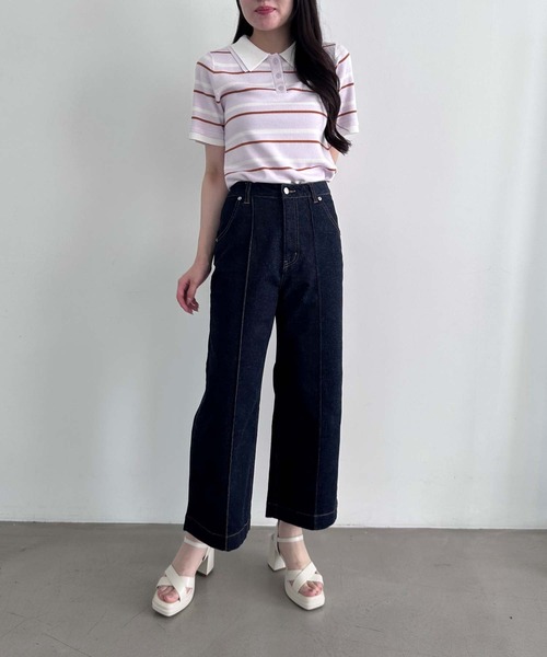 MISCH MASCH(ミッシュマッシュ)の「ワイドレッグデニムパンツ(デニムパンツ・レディース・ネイビー/ブラック・マルチサイズ)」の12枚目の写真