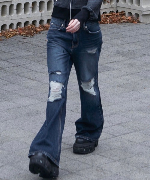 【NOT KNOWING】 Destroyed Flared Jean /追跡付 NOT KNOWING】Destroyed Flared Jean | OUR BRAND,NOT KNOWING
