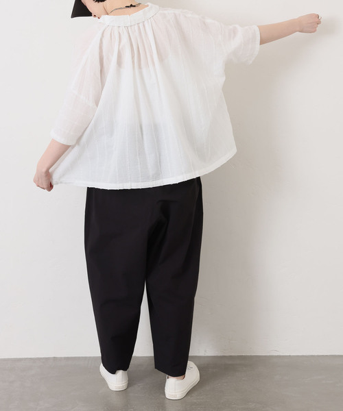 journal standard luxe｜ドビーストライプギャザーシャツ