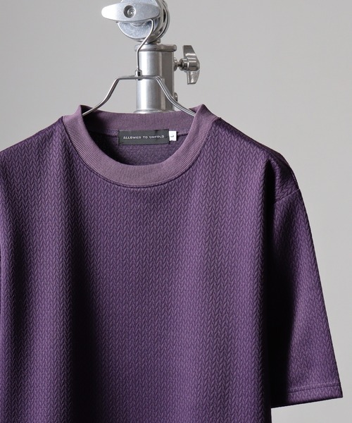 FUNALIVE(ファンアライブ)の「Mesh jacquard short-sleeved sweatshirt T-shirt / 網目柄ジャカード半袖スウェットTシャツ unisex(Tシャツ/カットソー・メンズ・グレー/ブラック/ホワイト/パープル/ベージュ・LL/M/L)」の5枚目の写真