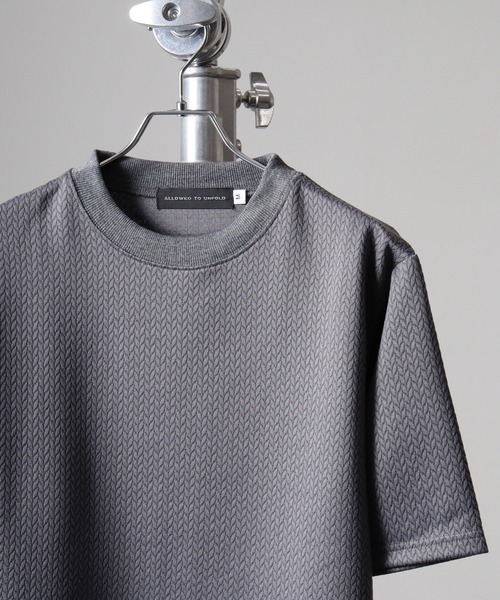 FUNALIVE(ファンアライブ)の「Mesh jacquard short-sleeved sweatshirt T-shirt / 網目柄ジャカード半袖スウェットTシャツ unisex(Tシャツ/カットソー・メンズ・グレー/ブラック/ホワイト/パープル/ベージュ・LL/M/L)」の4枚目の写真