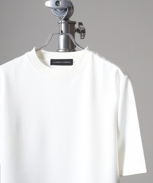 FUNALIVE(ファンアライブ)の「Mesh jacquard short-sleeved sweatshirt T-shirt / 網目柄ジャカード半袖スウェットTシャツ unisex(Tシャツ/カットソー・メンズ・グレー/ブラック/ホワイト/パープル/ベージュ・LL/M/L)」の2枚目の写真