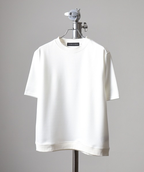FUNALIVE(ファンアライブ)の「Mesh jacquard short-sleeved sweatshirt T-shirt / 網目柄ジャカード半袖スウェットTシャツ unisex(Tシャツ/カットソー・メンズ・グレー/ブラック/ホワイト/パープル/ベージュ・LL/M/L)」の6枚目の写真