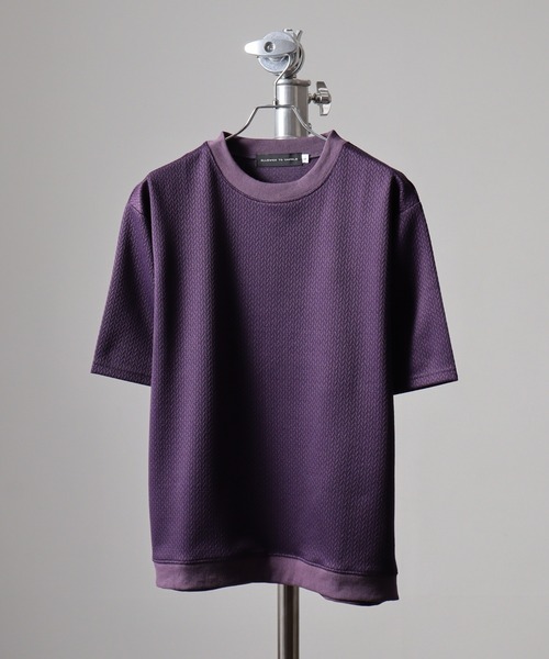 FUNALIVE(ファンアライブ)の「Mesh jacquard short-sleeved sweatshirt T-shirt / 網目柄ジャカード半袖スウェットTシャツ unisex(Tシャツ/カットソー・メンズ・グレー/ブラック/ホワイト/パープル/ベージュ・LL/M/L)」の9枚目の写真