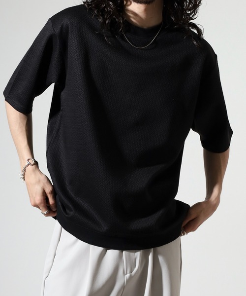 FUNALIVE(ファンアライブ)の「Mesh jacquard short-sleeved sweatshirt T-shirt / 網目柄ジャカード半袖スウェットTシャツ unisex(Tシャツ/カットソー・メンズ・グレー/ブラック/ホワイト/パープル/ベージュ・LL/M/L)」の21枚目の写真