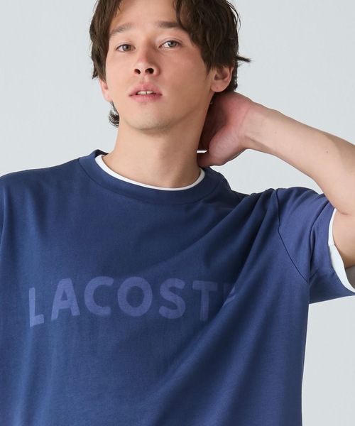 LACOSTE（ラコステ）の「グラデーション ステンシルブランドネームロゴTシャツ（Tシャツ/カットソー・メンズ・ブラウン/ダークブルー/グレイッシュブルー・2/4/3/5）」の4枚目の写真