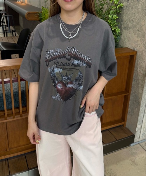SELFISH Tシャツ L セール】エンジェルハートグラフィックTシャツ（Tシャツ