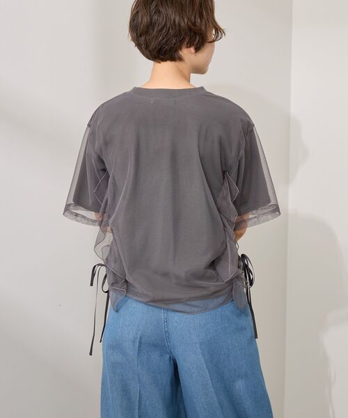 AMERICAN HOLIC(アメリカンホリック)の「チュールレイヤードドロストトップス(Tシャツ/カットソー・レディース・オフホワイト/ブラック/チャコールグレー・L/M)」の12枚目の写真