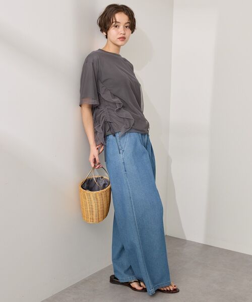 AMERICAN HOLIC(アメリカンホリック)の「チュールレイヤードドロストトップス(Tシャツ/カットソー・レディース・オフホワイト/ブラック/チャコールグレー・L/M)」の15枚目の写真