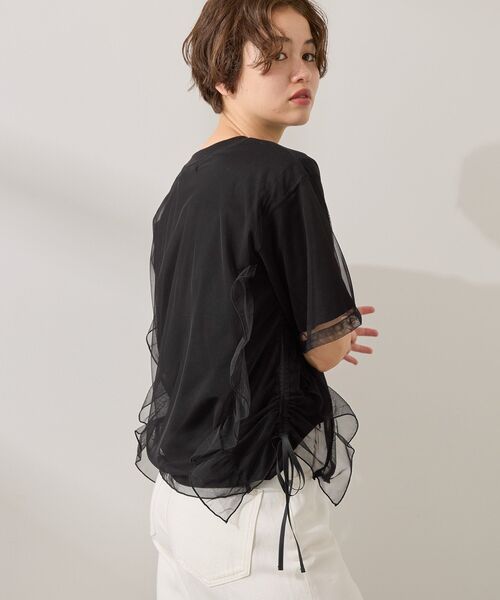 AMERICAN HOLIC(アメリカンホリック)の「チュールレイヤードドロストトップス(Tシャツ/カットソー・レディース・オフホワイト/ブラック/チャコールグレー・L/M)」の16枚目の写真