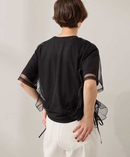 AMERICAN HOLIC(アメリカンホリック)の「チュールレイヤードドロストトップス(Tシャツ/カットソー・レディース・オフホワイト/ブラック/チャコールグレー・L/M)」の17枚目の写真