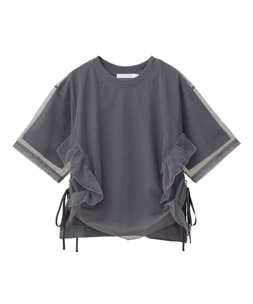 AMERICAN HOLIC(アメリカンホリック)の「チュールレイヤードドロストトップス(Tシャツ/カットソー・レディース・オフホワイト/ブラック/チャコールグレー・L/M)」の21枚目の写真