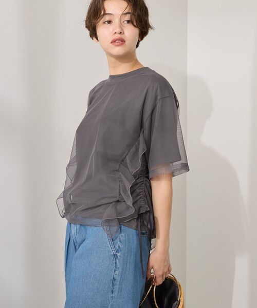 チュールレイヤードドロストトップス（Tシャツ/カットソー
