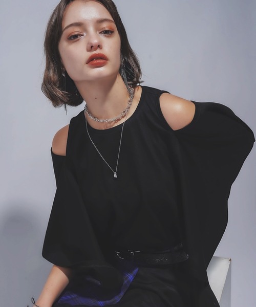 HARE（ハレ）の「カタアキスクエアT(HARE)（Tシャツ/カットソー・レディース・ブルー/ブラック・FREE）」の2枚目の写真