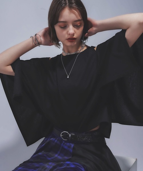 HARE（ハレ）の「カタアキスクエアT(HARE)（Tシャツ/カットソー・レディース・ブルー/ブラック・FREE）」の9枚目の写真