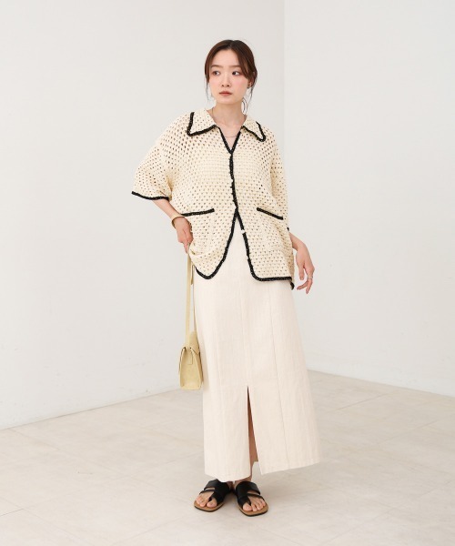 ★美品★2025年夏現行商品 martinique 半袖クロップドシャツ 2025 SUMMER COLLECTION]セミクロップド半袖Tシャツ（Tシャツ