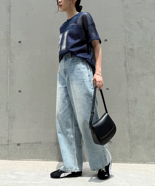 fredy emue（フレディエミュ）の「メッシュゲーミングTシャツ（Tシャツ/カットソー・レディース・チャコールグレー/ネイビー・38）」の4枚目の写真