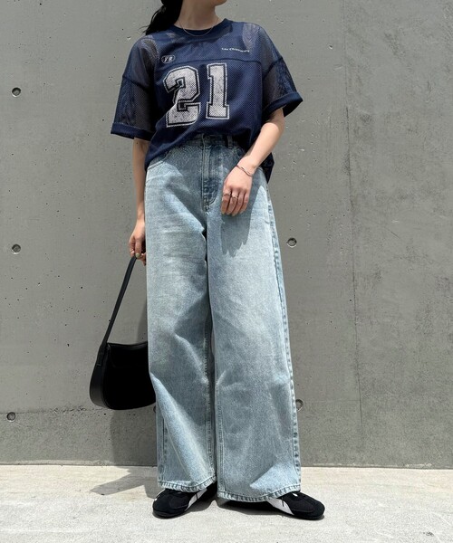 fredy emue（フレディエミュ）の「メッシュゲーミングTシャツ（Tシャツ/カットソー・レディース・チャコールグレー/ネイビー・38）」の5枚目の写真