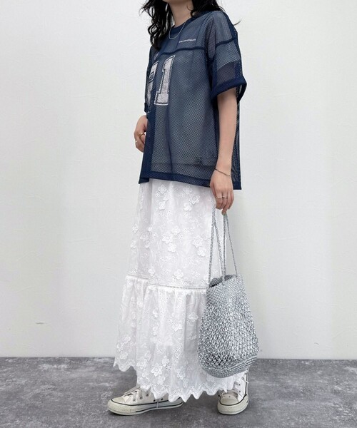 fredy emue（フレディエミュ）の「メッシュゲーミングTシャツ（Tシャツ/カットソー・レディース・チャコールグレー/ネイビー・38）」の13枚目の写真