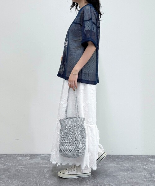 fredy emue（フレディエミュ）の「メッシュゲーミングTシャツ（Tシャツ/カットソー・レディース・チャコールグレー/ネイビー・38）」の14枚目の写真