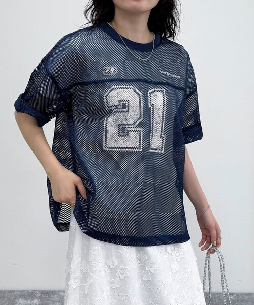 fredy emue（フレディエミュ）の「メッシュゲーミングTシャツ（Tシャツ/カットソー・レディース・チャコールグレー/ネイビー・38）」の16枚目の写真
