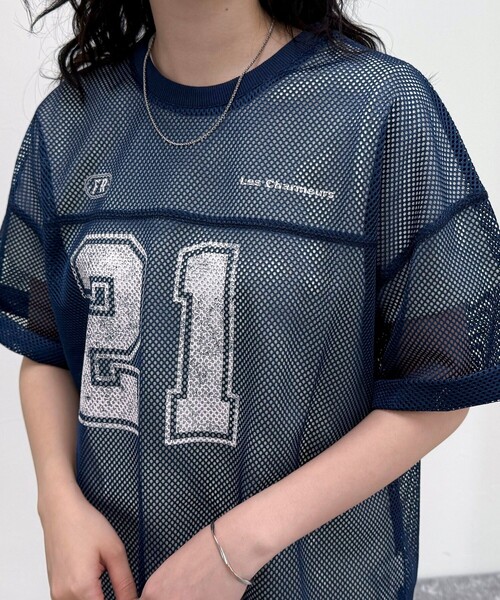 fredy emue（フレディエミュ）の「メッシュゲーミングTシャツ（Tシャツ/カットソー・レディース・チャコールグレー/ネイビー・38）」の21枚目の写真