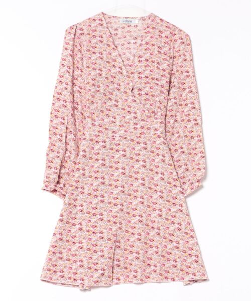 i-dare（アイディア）の「【i-dare】 花柄  長袖 カシュクール ミニ丈 ワンピース（ワンピース・レディース・レッド/ブルー・MEDIUM/LARGE/X-LARGE）」の11枚目の写真