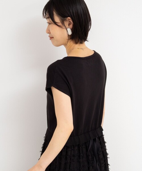 【新品】 EBONY ニットドレスワンピース 日本製　フリンジ 22SS 新品】 EBONY ニットドレスワンピース 日本製 フリンジ 22SS