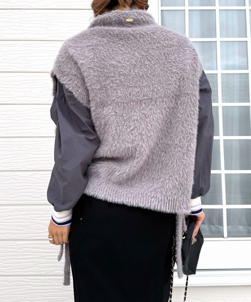 Q（キュー）の「フェザーヤーンベスト（ベスト・レディース・グレー・MEDIUM）」の3枚目の写真