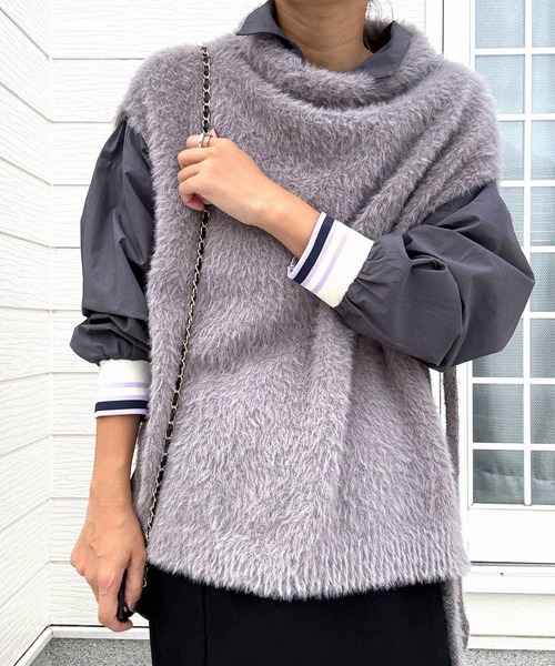 Q（キュー）の「フェザーヤーンベスト（ベスト・レディース・グレー・MEDIUM）」の8枚目の写真