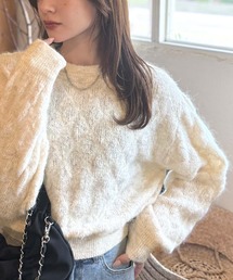 【mily bilet】ふんわり立体感で冬コーデを格上げ◎プレート使いポコポコミックスニットプルオーバー