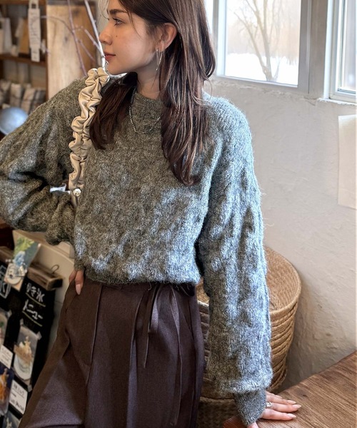 mily bilet(ミウィビレット)の「【mily bilet】ふんわり立体感で冬コーデを格上げ◎プレート使いポコポコミックスニットプルオーバー(ニット/セーター・レディース・パープル/レッド/チャコールグレー/アイボリー・X-LARGE/SMALL/MEDIUM/LARGE)」の14枚目の写真