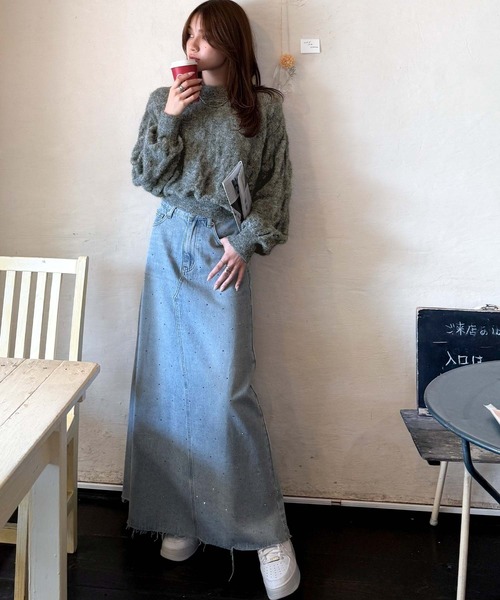 mily bilet(ミウィビレット)の「【mily bilet】ふんわり立体感で冬コーデを格上げ◎プレート使いポコポコミックスニットプルオーバー(ニット/セーター・レディース・パープル/レッド/チャコールグレー/アイボリー・X-LARGE/SMALL/MEDIUM/LARGE)」の15枚目の写真