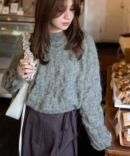 mily bilet(ミウィビレット)の「【mily bilet】ふんわり立体感で冬コーデを格上げ◎プレート使いポコポコミックスニットプルオーバー(ニット/セーター・レディース・パープル/レッド/チャコールグレー/アイボリー・X-LARGE/SMALL/MEDIUM/LARGE)」の18枚目の写真