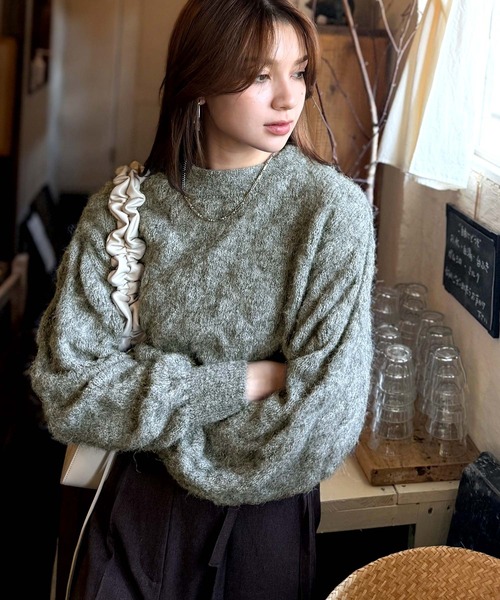 mily bilet(ミウィビレット)の「【mily bilet】ふんわり立体感で冬コーデを格上げ◎プレート使いポコポコミックスニットプルオーバー(ニット/セーター・レディース・パープル/レッド/チャコールグレー/アイボリー・X-LARGE/SMALL/MEDIUM/LARGE)」の20枚目の写真