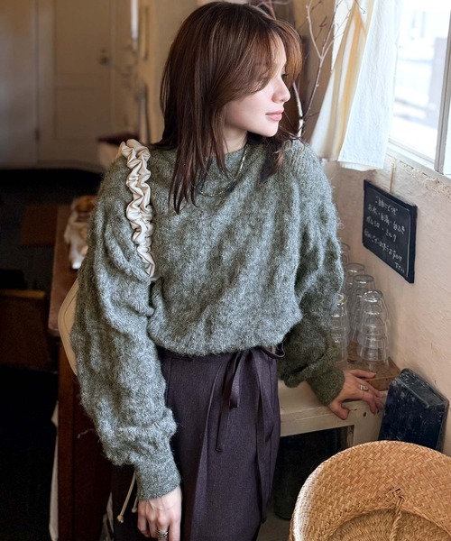 mily bilet(ミウィビレット)の「【mily bilet】ふんわり立体感で冬コーデを格上げ◎プレート使いポコポコミックスニットプルオーバー(ニット/セーター・レディース・パープル/レッド/チャコールグレー/アイボリー・X-LARGE/SMALL/MEDIUM/LARGE)」の21枚目の写真